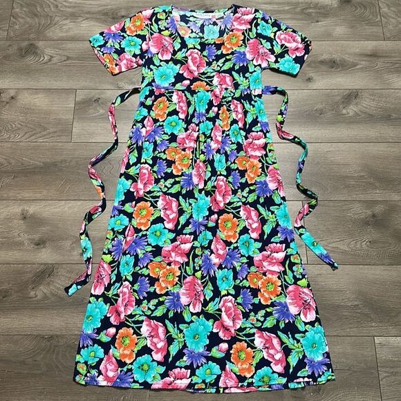 Diane Von‎ Furstenberg Floral Square Neck Short Sleeve Picket Maxi Dress Small - Picture 4 of 14